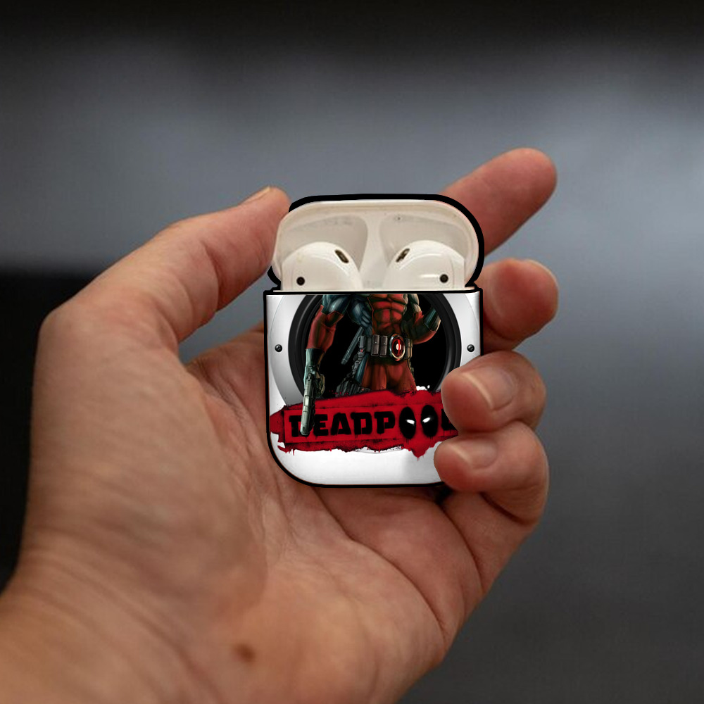 Deadpool デッドプール AirPods 第2世代保護ケース ハードシェル ブラック 耐衝撃・防指紋・カラビナ付き