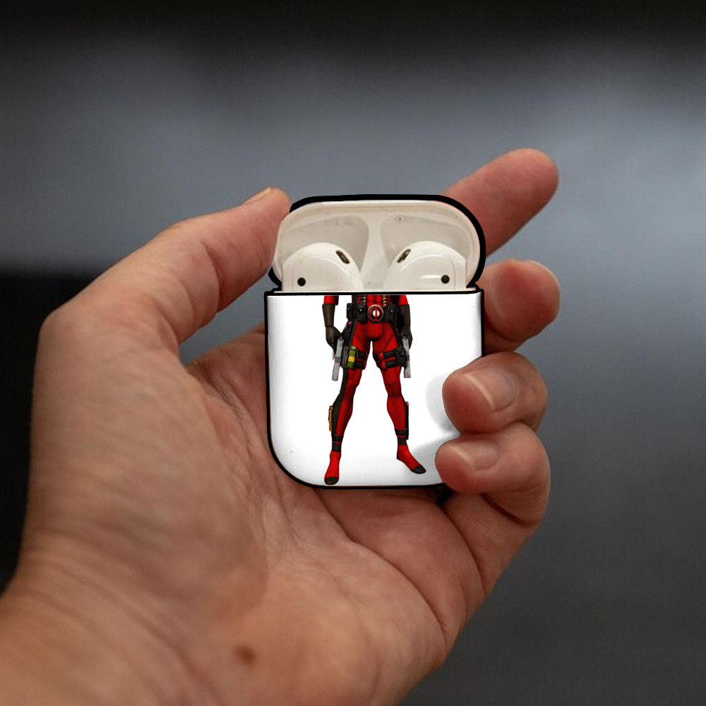 Deadpool デッドプール AirPods 第2世代保護ケース ハードシェル ブラック 耐衝撃・防指紋・カラビナ付き