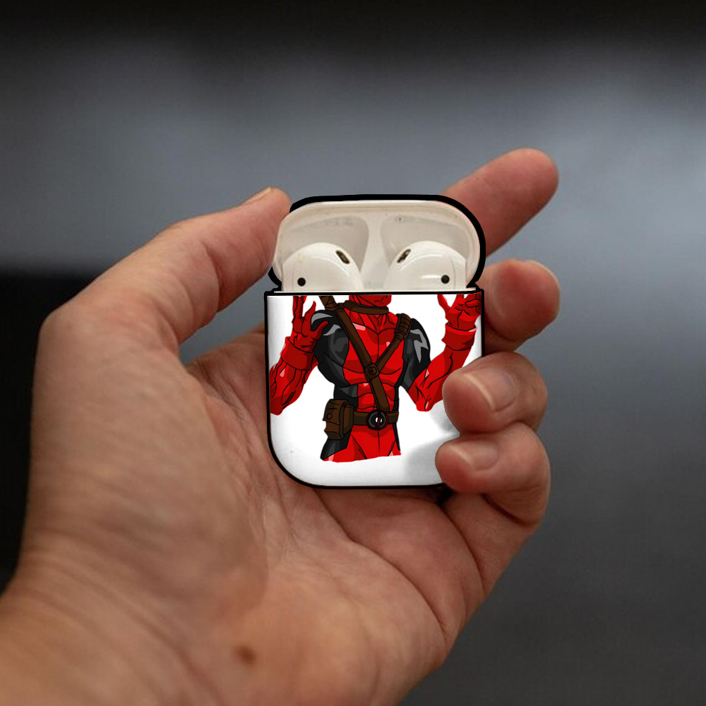 Deadpool デッドプール AirPods 第2世代保護ケース ハードシェル ブラック 耐衝撃・防指紋・カラビナ付き