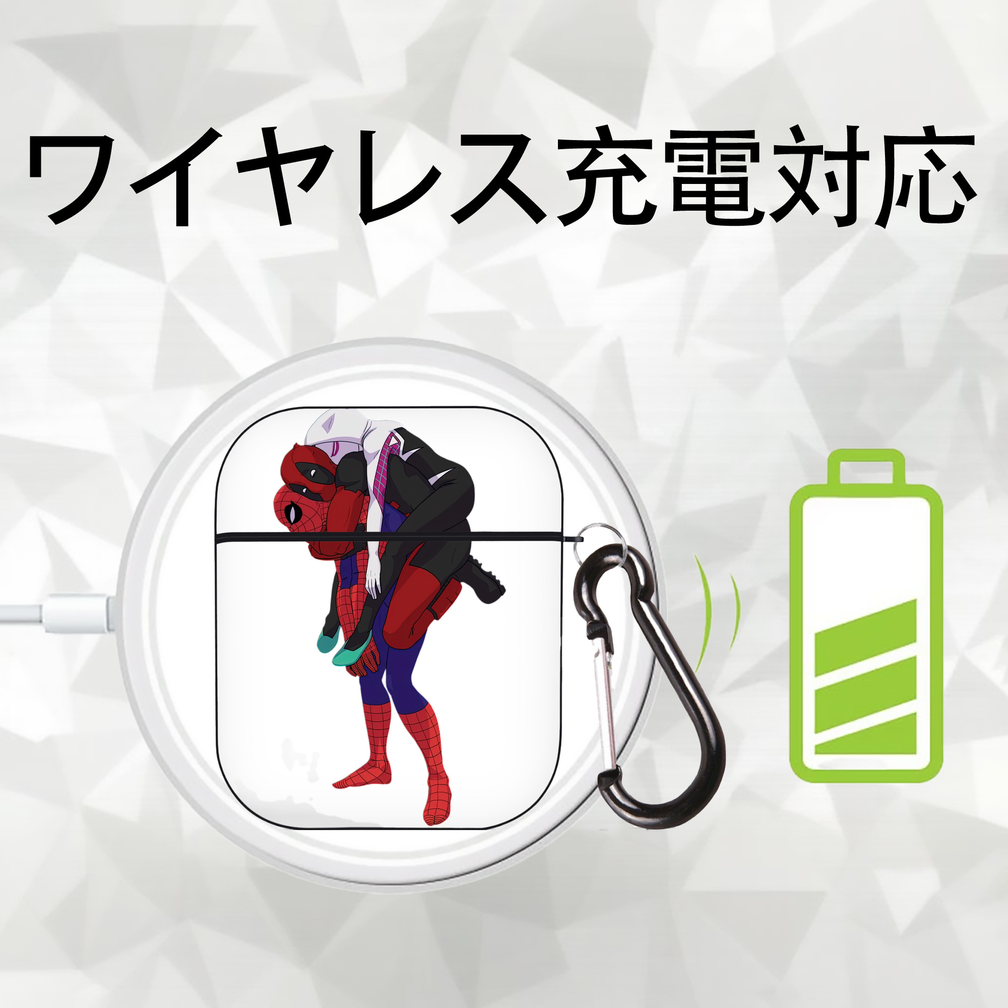 Deadpool デッドプール AirPods 第2世代保護ケース ハードシェル ブラック 耐衝撃・防指紋・カラビナ付き