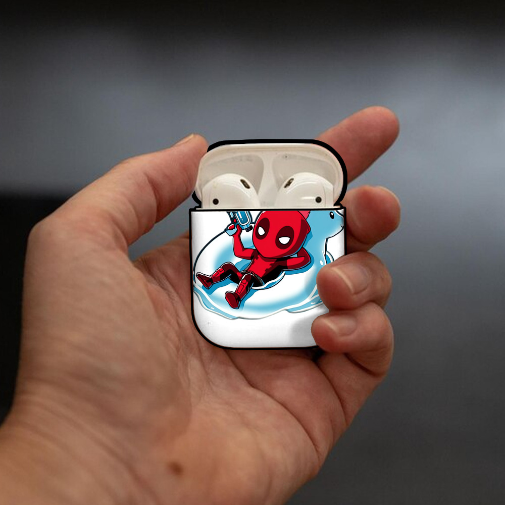 Deadpool デッドプール AirPods 第2世代保護ケース ハードシェル ブラック 耐衝撃・防指紋・カラビナ付き