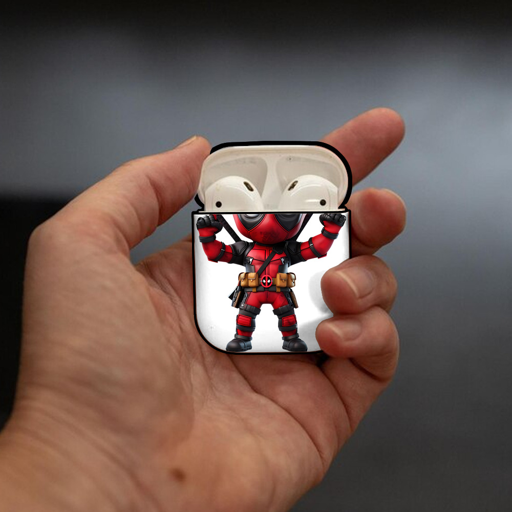 Deadpool デッドプール AirPods 第2世代保護ケース ハードシェル ブラック 耐衝撃・防指紋・カラビナ付き