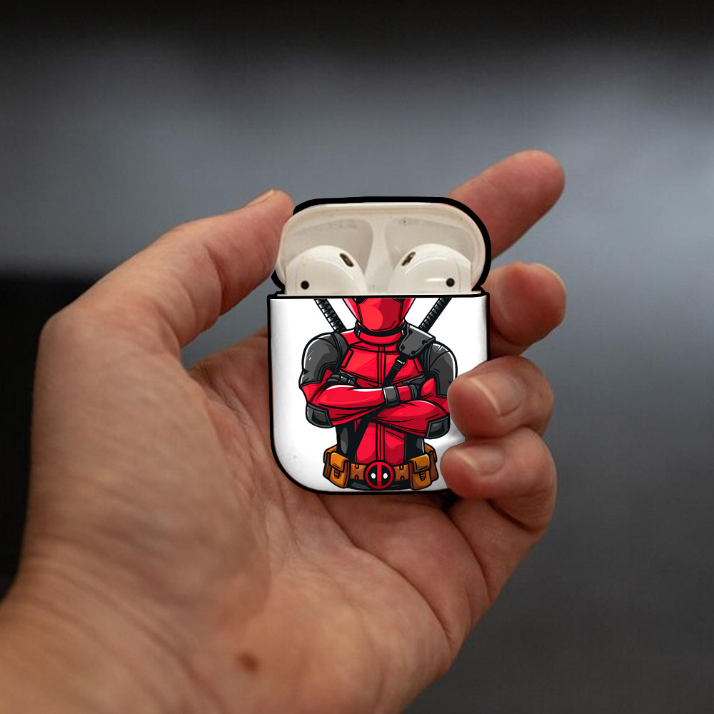 Deadpool デッドプール AirPods 第2世代保護ケース ハードシェル ブラック 耐衝撃・防指紋・カラビナ付き