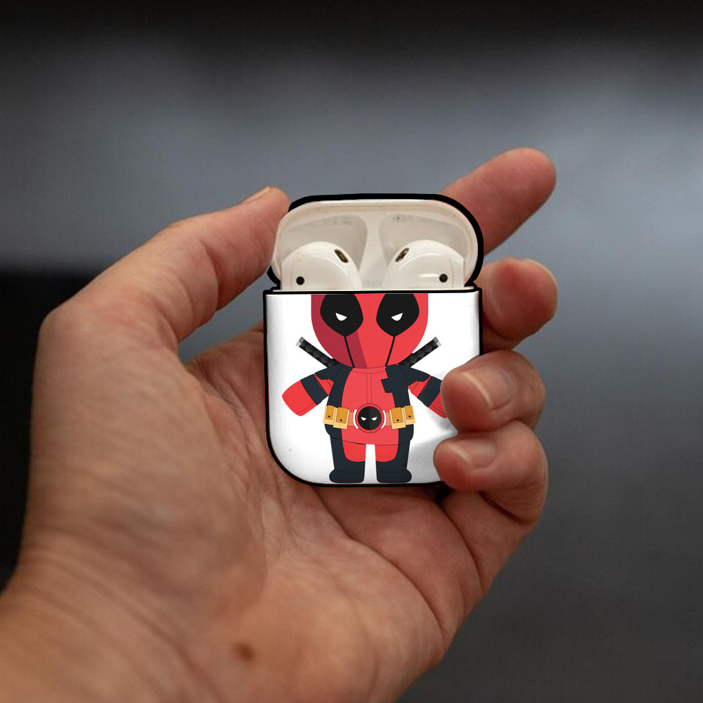 Deadpool デッドプール AirPods 第2世代保護ケース ハードシェル ブラック 耐衝撃・防指紋・カラビナ付き