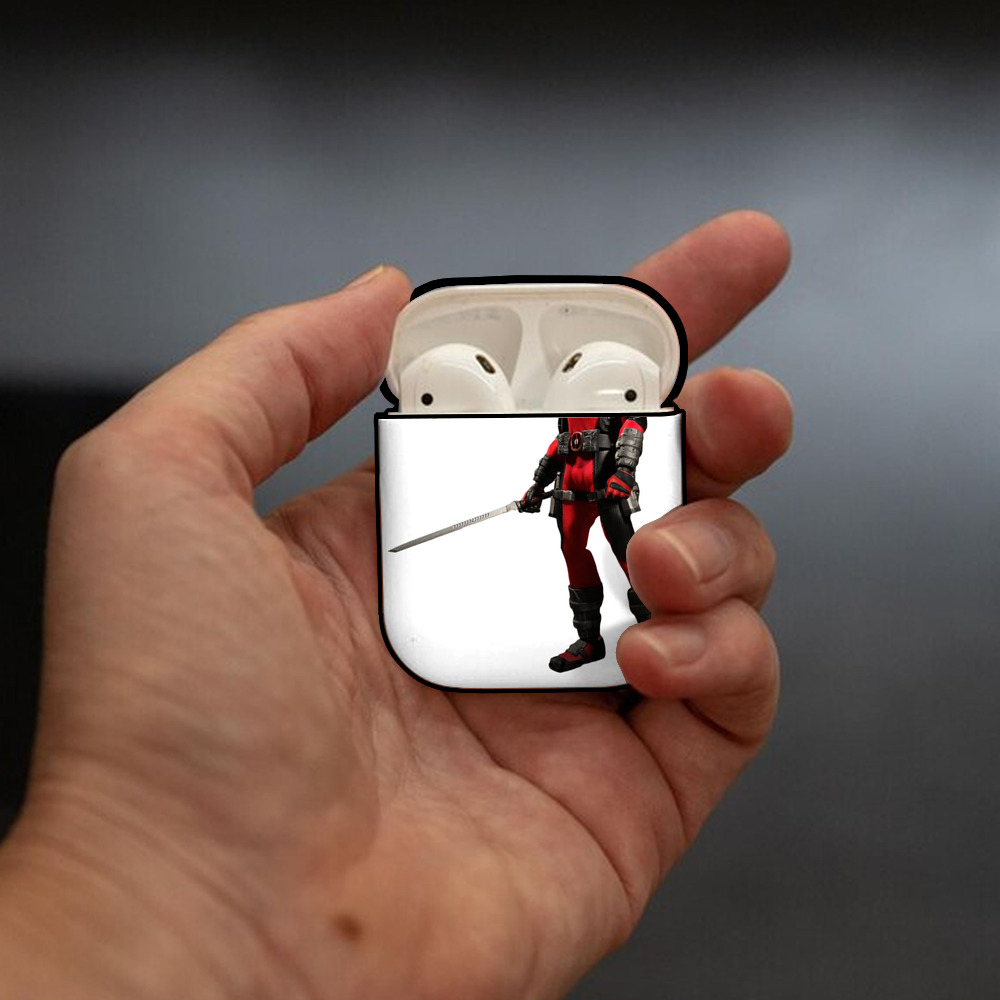Deadpool デッドプール AirPods 第2世代保護ケース ハードシェル ブラック 耐衝撃・防指紋・カラビナ付き