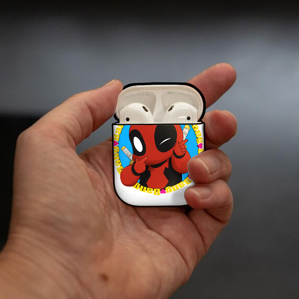 Deadpool デッドプール AirPods 第2世代保護ケース ハードシェル ブラック 耐衝撃・防指紋・カラビナ付き