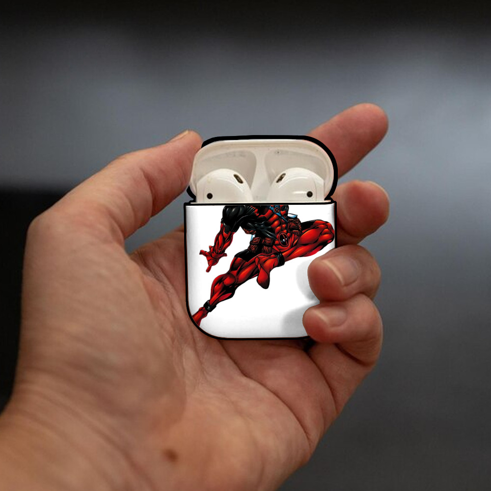 Deadpool デッドプール AirPods 第2世代保護ケース ハードシェル ブラック 耐衝撃・防指紋・カラビナ付き