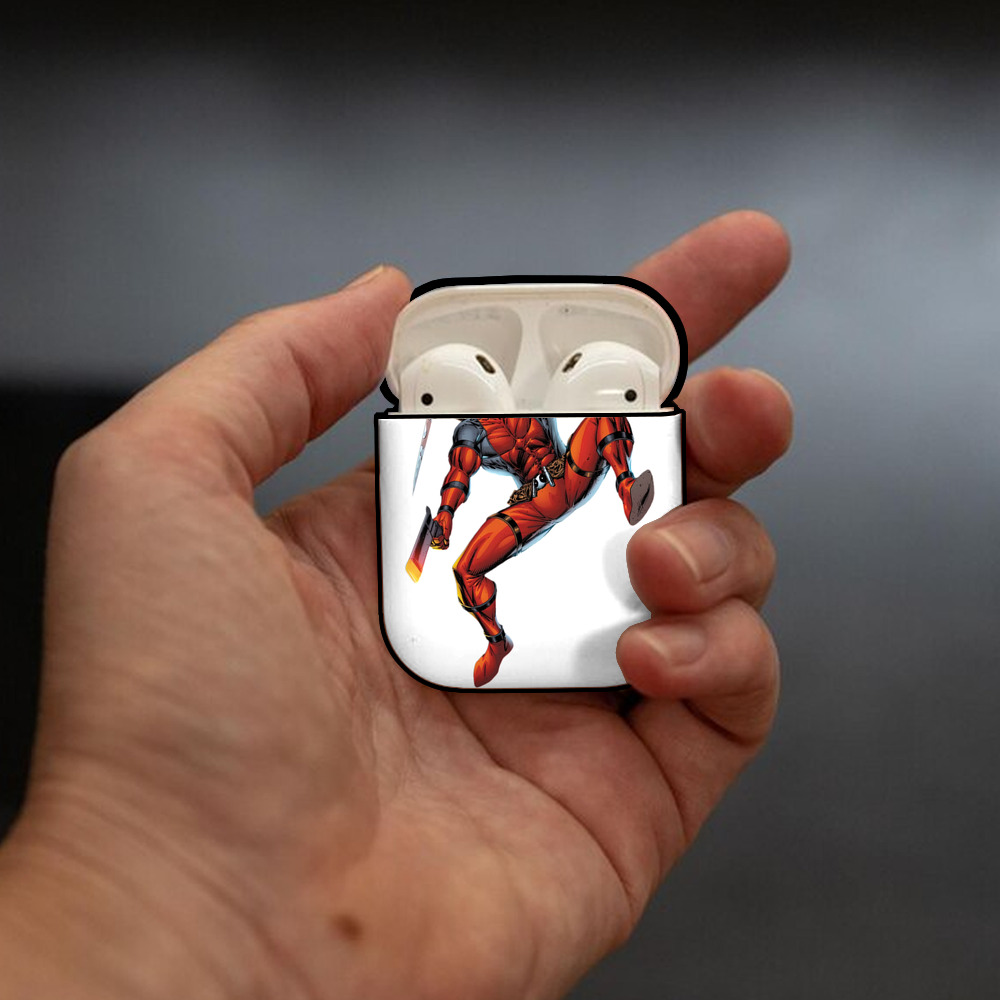 Deadpool デッドプール AirPods 第2世代保護ケース ハードシェル ブラック 耐衝撃・防指紋・カラビナ付き