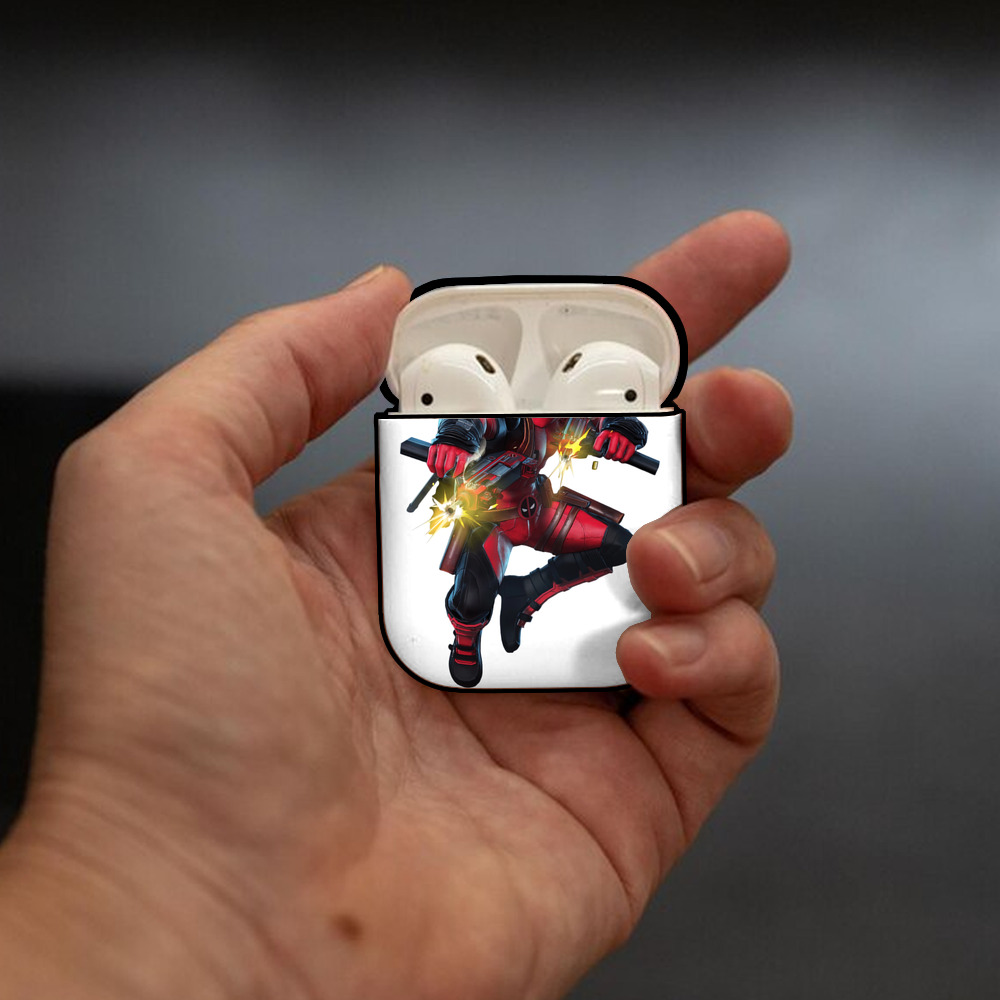 Deadpool デッドプール AirPods 第2世代保護ケース ハードシェル ブラック 耐衝撃・防指紋・カラビナ付き
