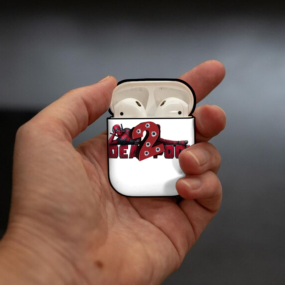 Deadpool デッドプール AirPods 第2世代保護ケース ハードシェル ブラック 耐衝撃・防指紋・カラビナ付き