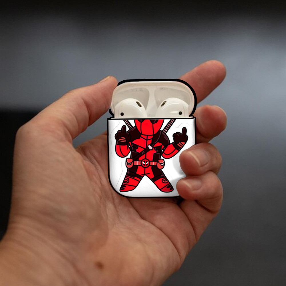 Deadpool デッドプール AirPods 第2世代保護ケース ハードシェル ブラック 耐衝撃・防指紋・カラビナ付き