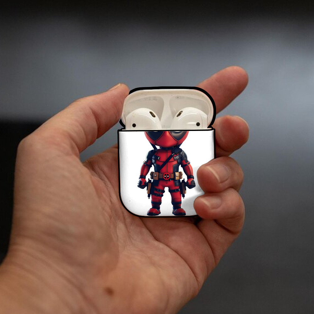Deadpool デッドプール AirPods 第2世代保護ケース ハードシェル ブラック 耐衝撃・防指紋・カラビナ付き
