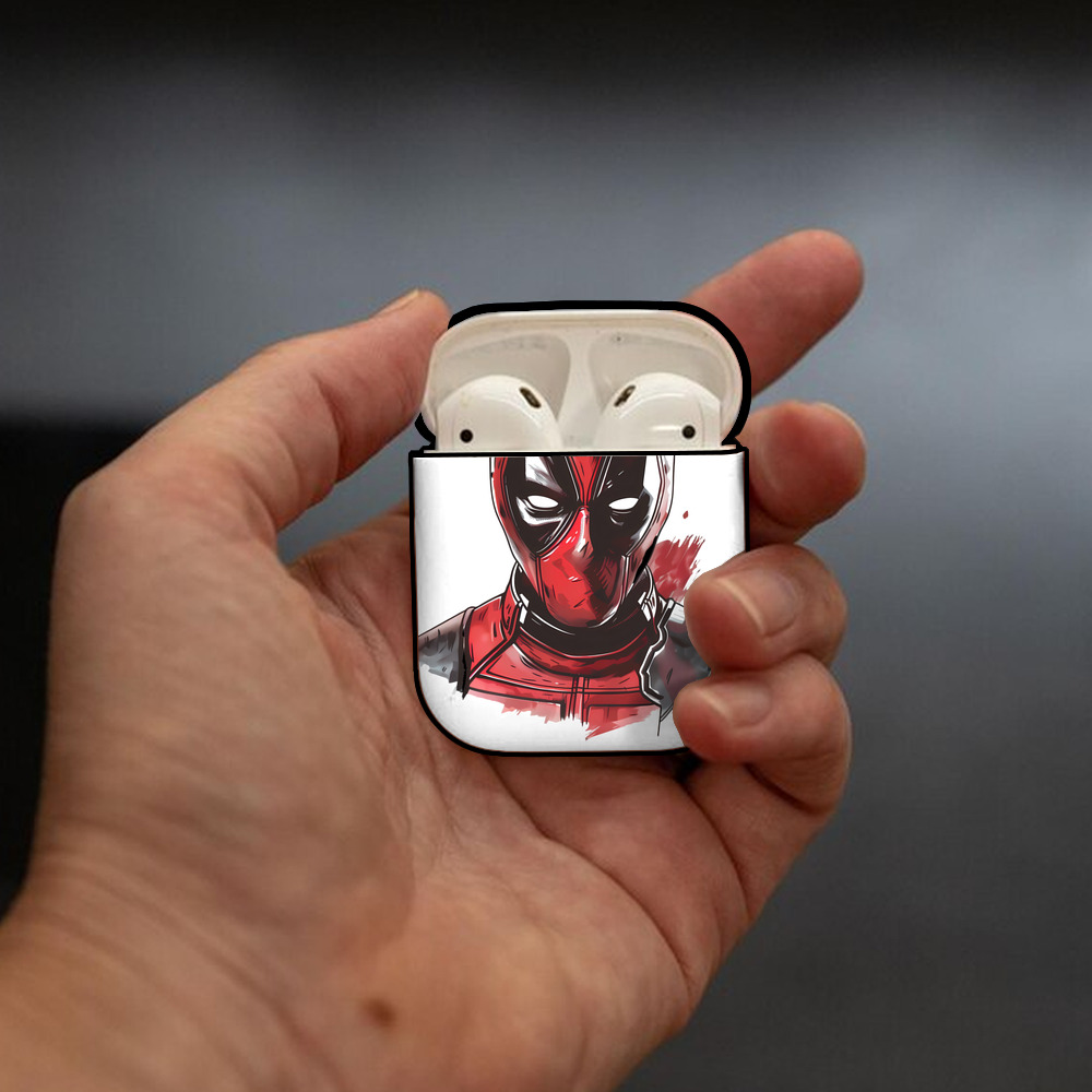 Deadpool デッドプール AirPods 第2世代保護ケース ハードシェル ブラック 耐衝撃・防指紋・カラビナ付き