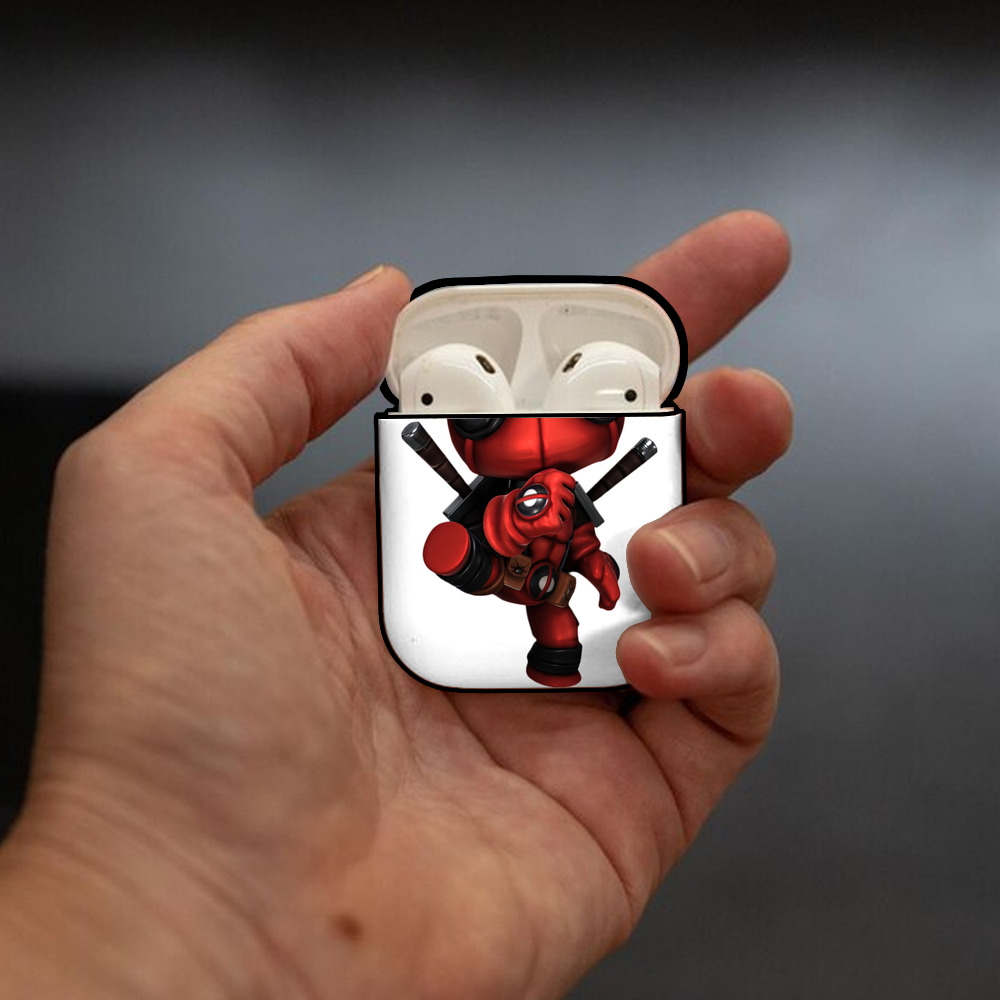 Deadpool デッドプール AirPods 第2世代保護ケース ハードシェル ブラック 耐衝撃・防指紋・カラビナ付き
