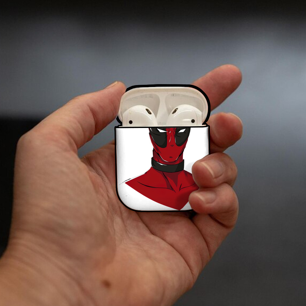 Deadpool デッドプール AirPods 第2世代保護ケース ハードシェル ブラック 耐衝撃・防指紋・カラビナ付き
