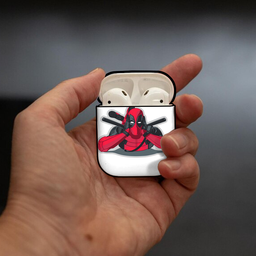 Deadpool デッドプール AirPods 第2世代保護ケース ハードシェル ブラック 耐衝撃・防指紋・カラビナ付き