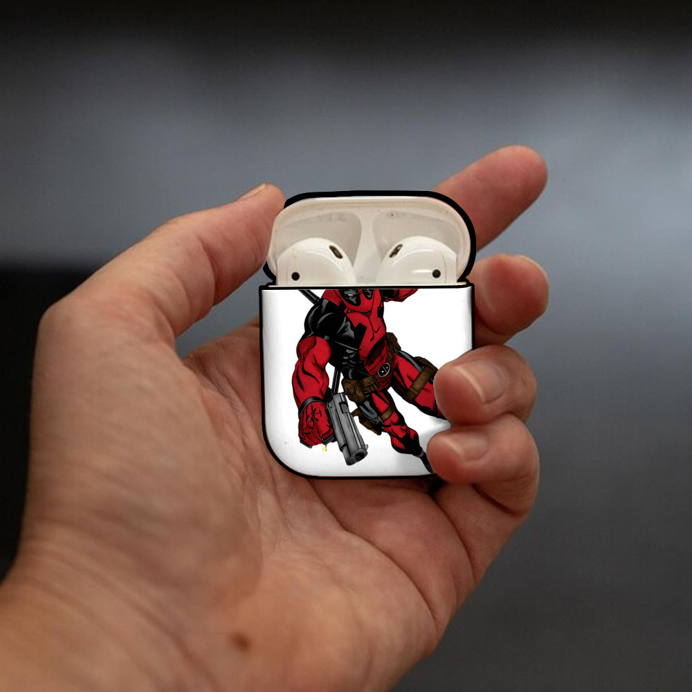 Deadpool デッドプール AirPods 第2世代保護ケース ハードシェル ブラック 耐衝撃・防指紋・カラビナ付き