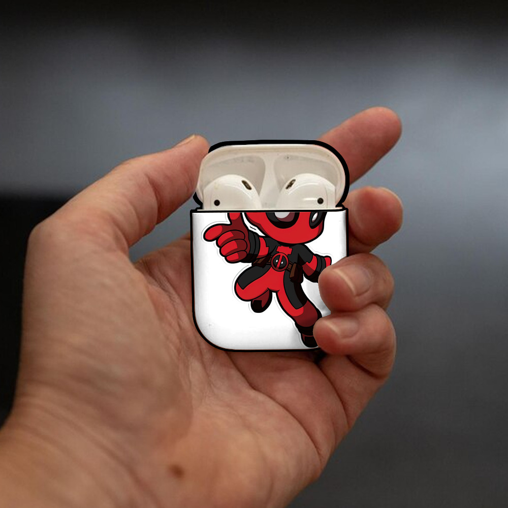 Deadpool デッドプール AirPods 第2世代保護ケース ハードシェル ブラック 耐衝撃・防指紋・カラビナ付き