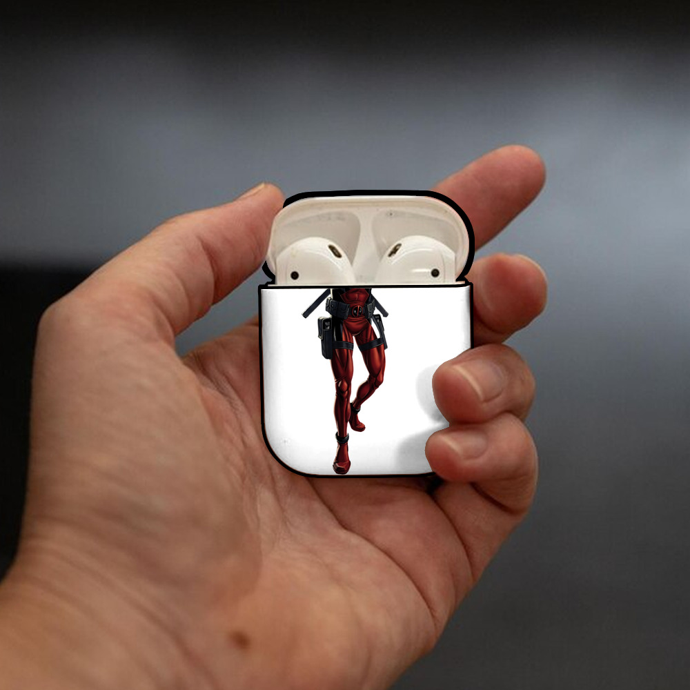 Deadpool デッドプール AirPods 第2世代保護ケース ハードシェル ブラック 耐衝撃・防指紋・カラビナ付き