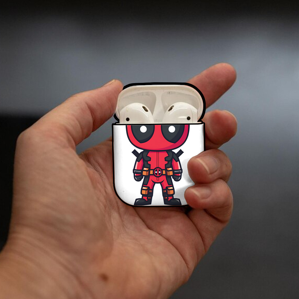 Deadpool デッドプール AirPods 第2世代保護ケース ハードシェル ブラック 耐衝撃・防指紋・カラビナ付き