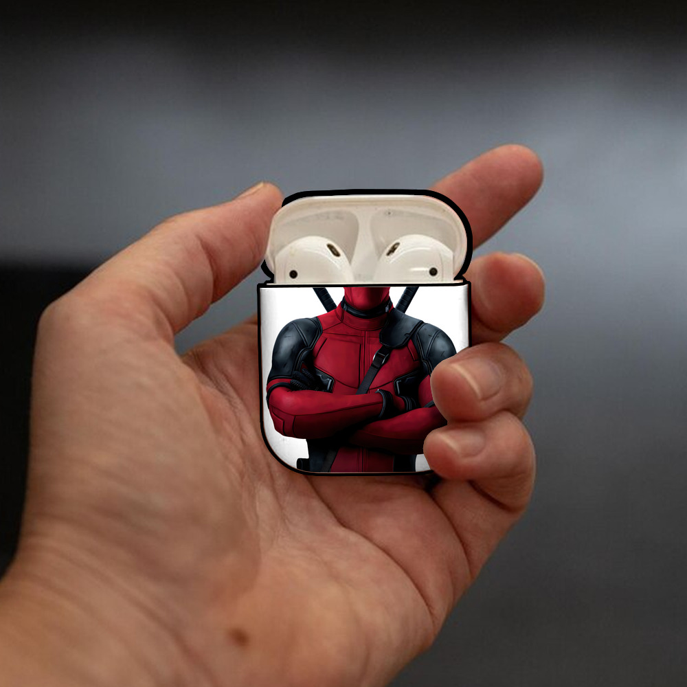 Deadpool デッドプール AirPods 第2世代保護ケース ハードシェル ブラック 耐衝撃・防指紋・カラビナ付き