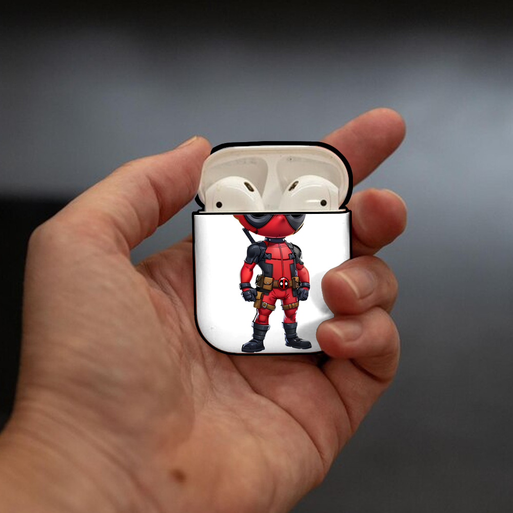 Deadpool デッドプール AirPods 第2世代保護ケース ハードシェル ブラック 耐衝撃・防指紋・カラビナ付き