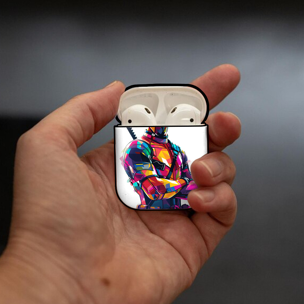 Deadpool デッドプール AirPods 第2世代保護ケース ハードシェル ブラック 耐衝撃・防指紋・カラビナ付き