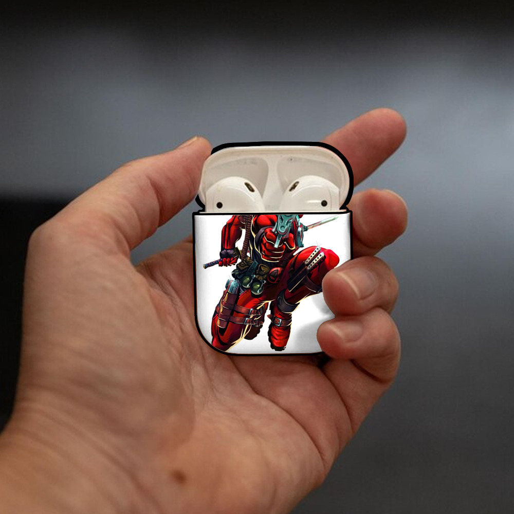 Deadpool デッドプール AirPods 第2世代保護ケース ハードシェル ブラック 耐衝撃・防指紋・カラビナ付き