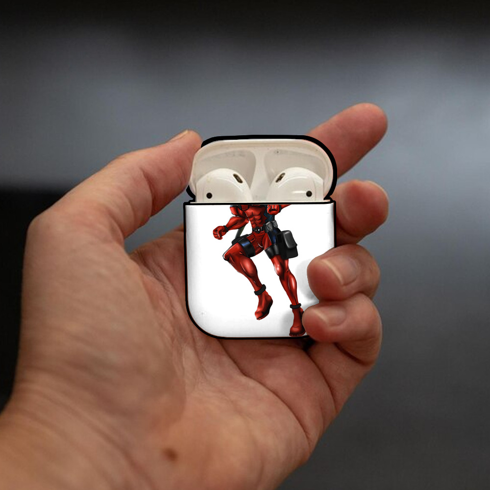Deadpool デッドプール AirPods 第2世代保護ケース ハードシェル ブラック 耐衝撃・防指紋・カラビナ付き