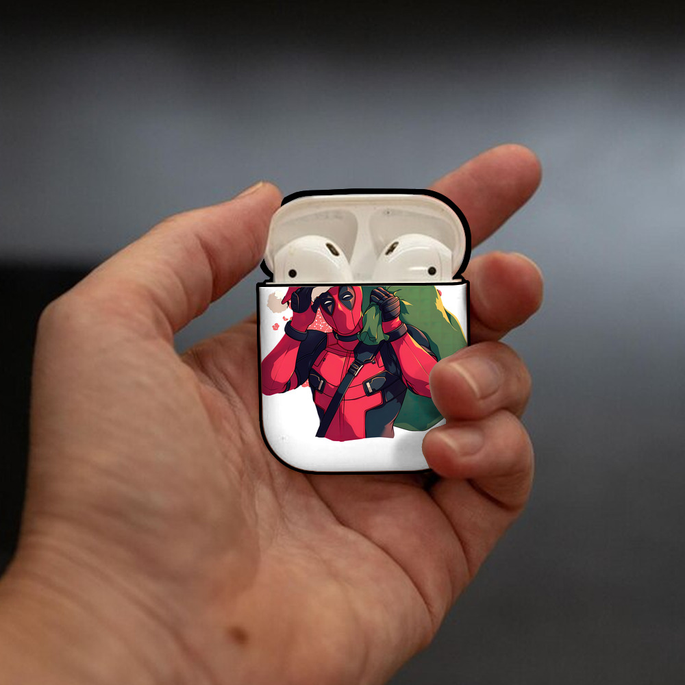 Deadpool デッドプール AirPods 第2世代保護ケース ハードシェル ブラック 耐衝撃・防指紋・カラビナ付き