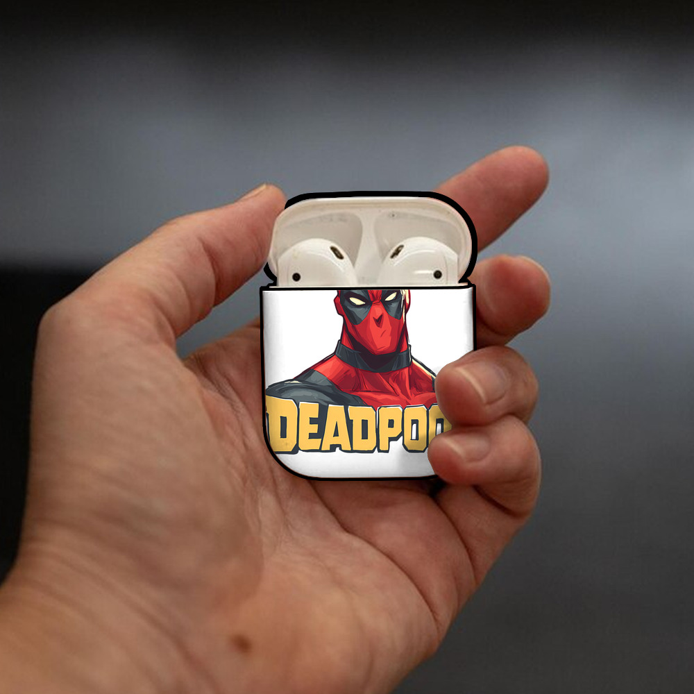 Deadpool デッドプール AirPods 第2世代保護ケース ハードシェル ブラック 耐衝撃・防指紋・カラビナ付き