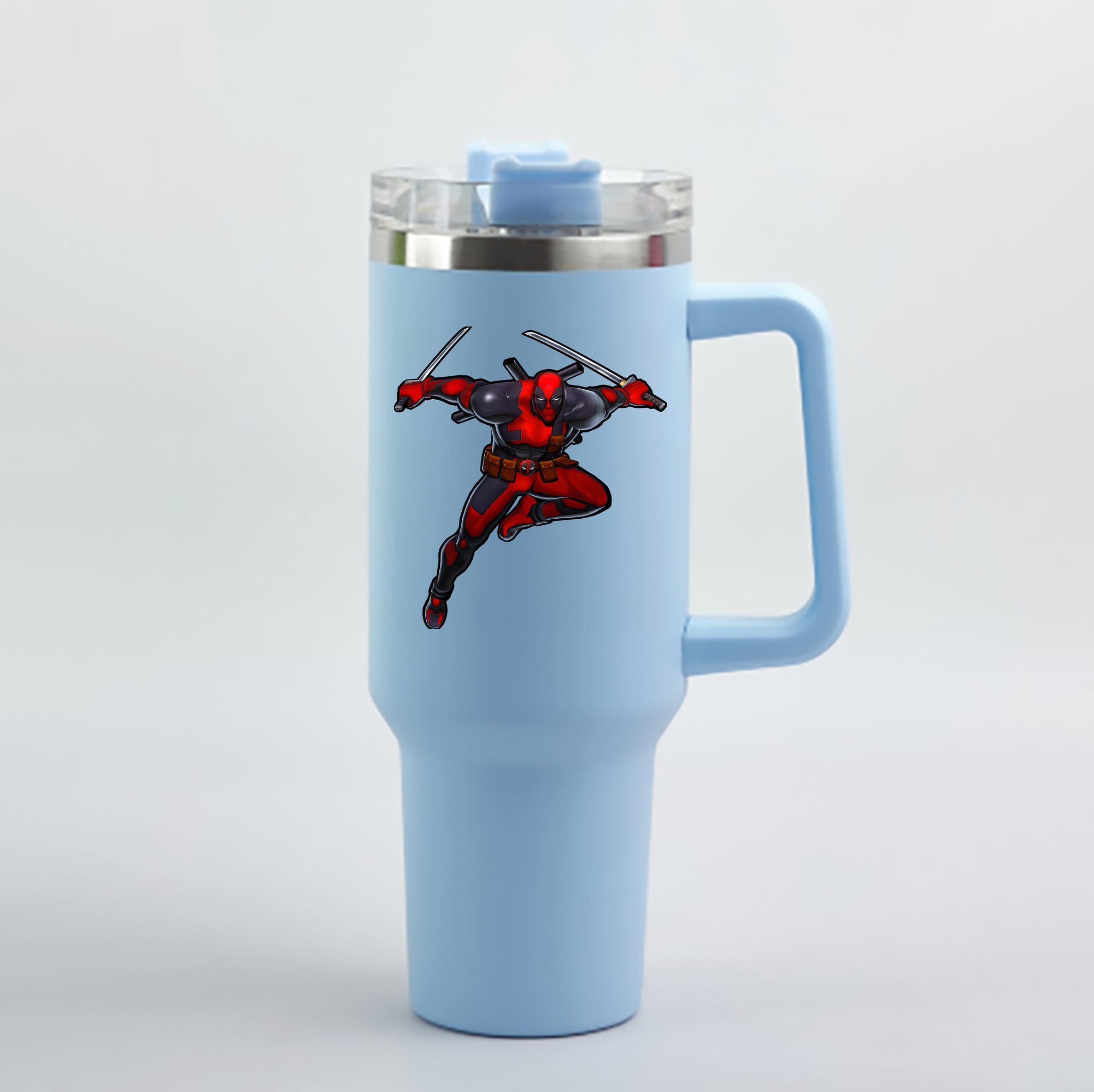 （画像用） Deadpool デッドプール 1200mL車用タンブラー - クリスタルステッカー（プラスチックストロー付き）