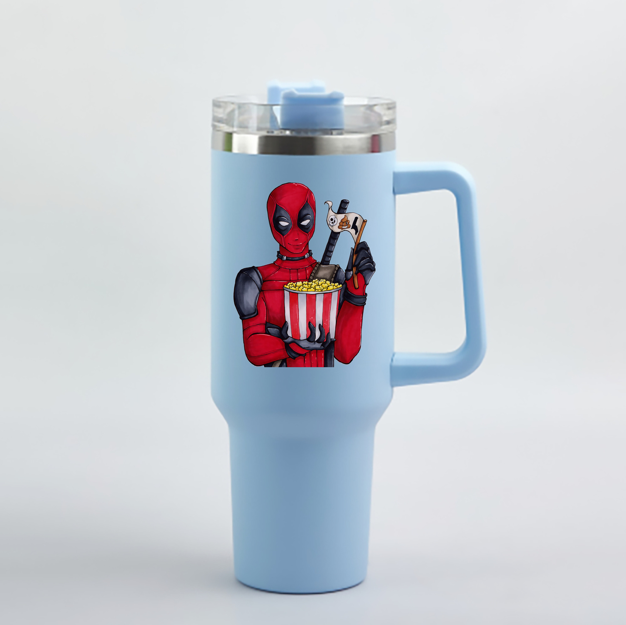 （画像用） Deadpool デッドプール 1200mL車用タンブラー - クリスタルステッカー（プラスチックストロー付き）