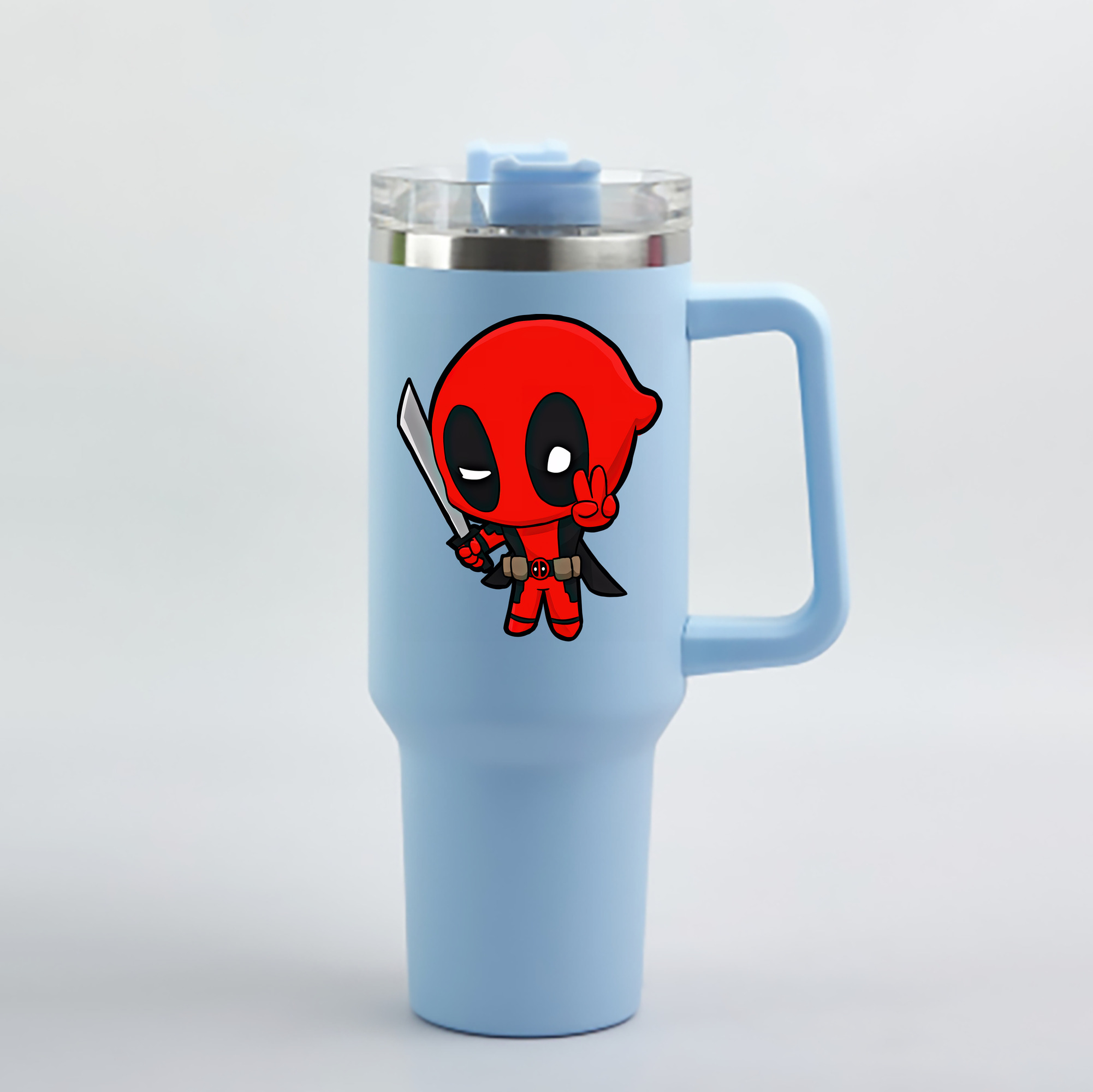 （画像用） Deadpool デッドプール 1200mL車用タンブラー - クリスタルステッカー（プラスチックストロー付き）