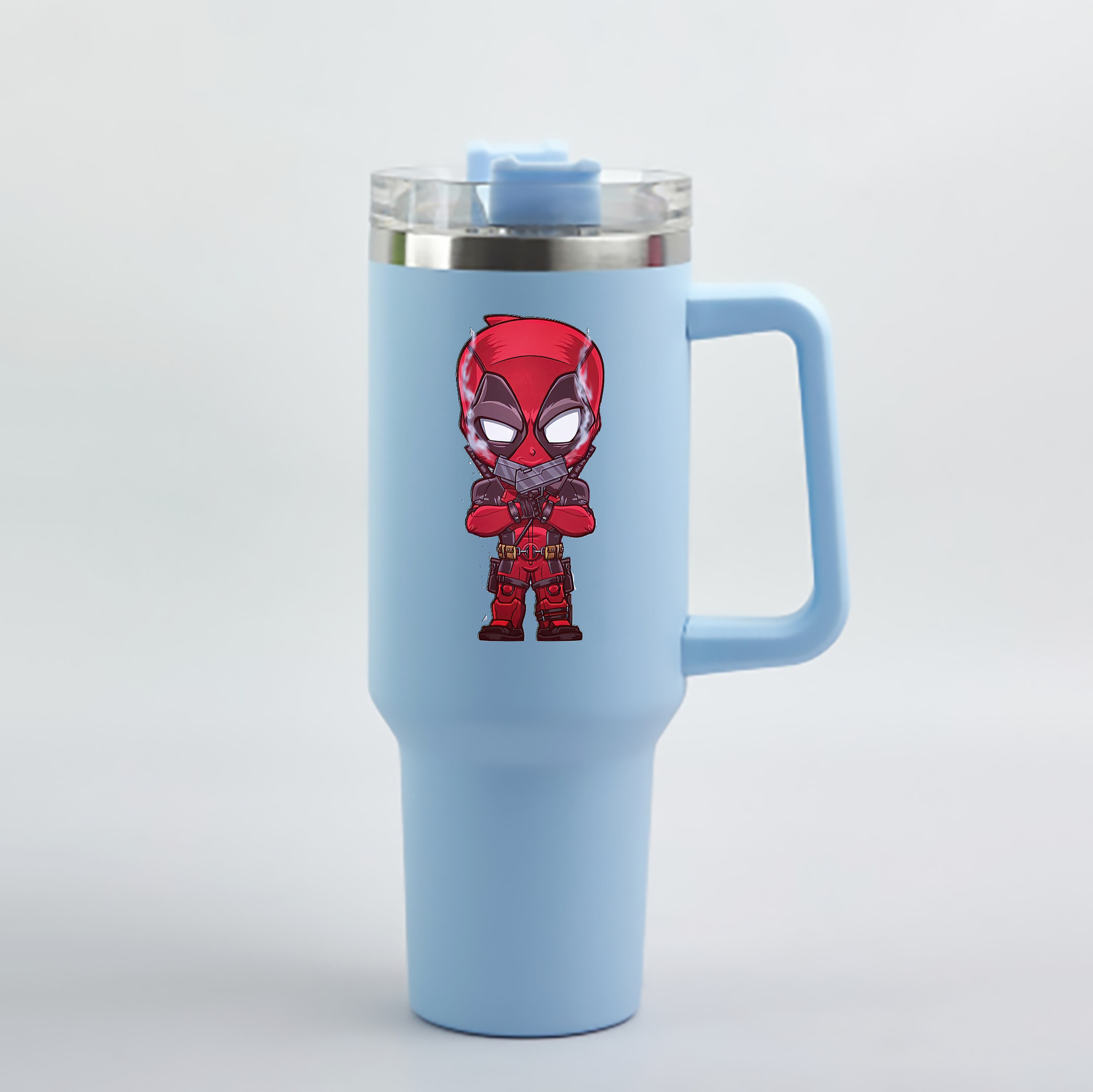 （画像用） Deadpool デッドプール 1200mL車用タンブラー - クリスタルステッカー（プラスチックストロー付き）