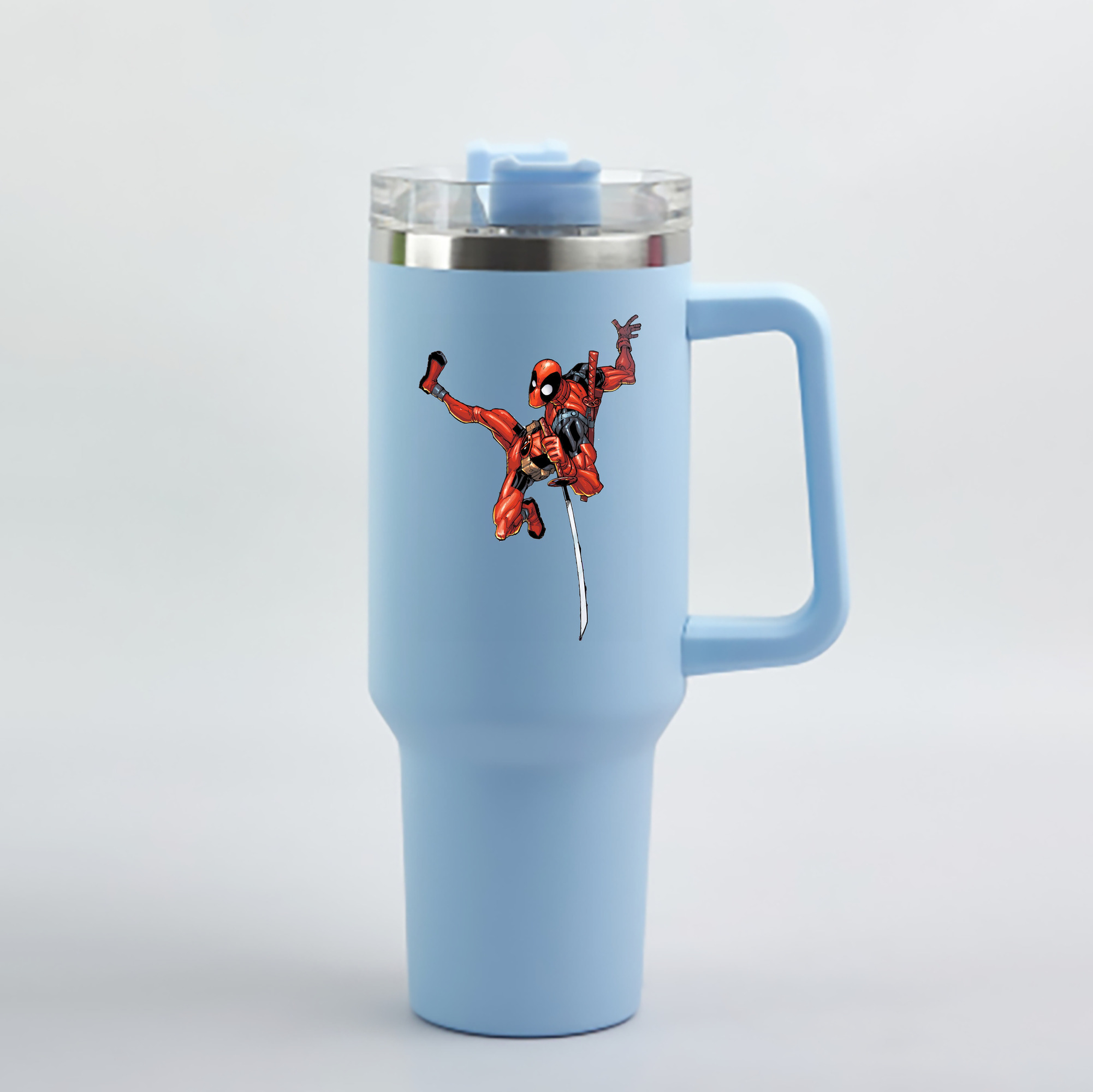 （画像用） Deadpool デッドプール 1200mL車用タンブラー - クリスタルステッカー（プラスチックストロー付き）