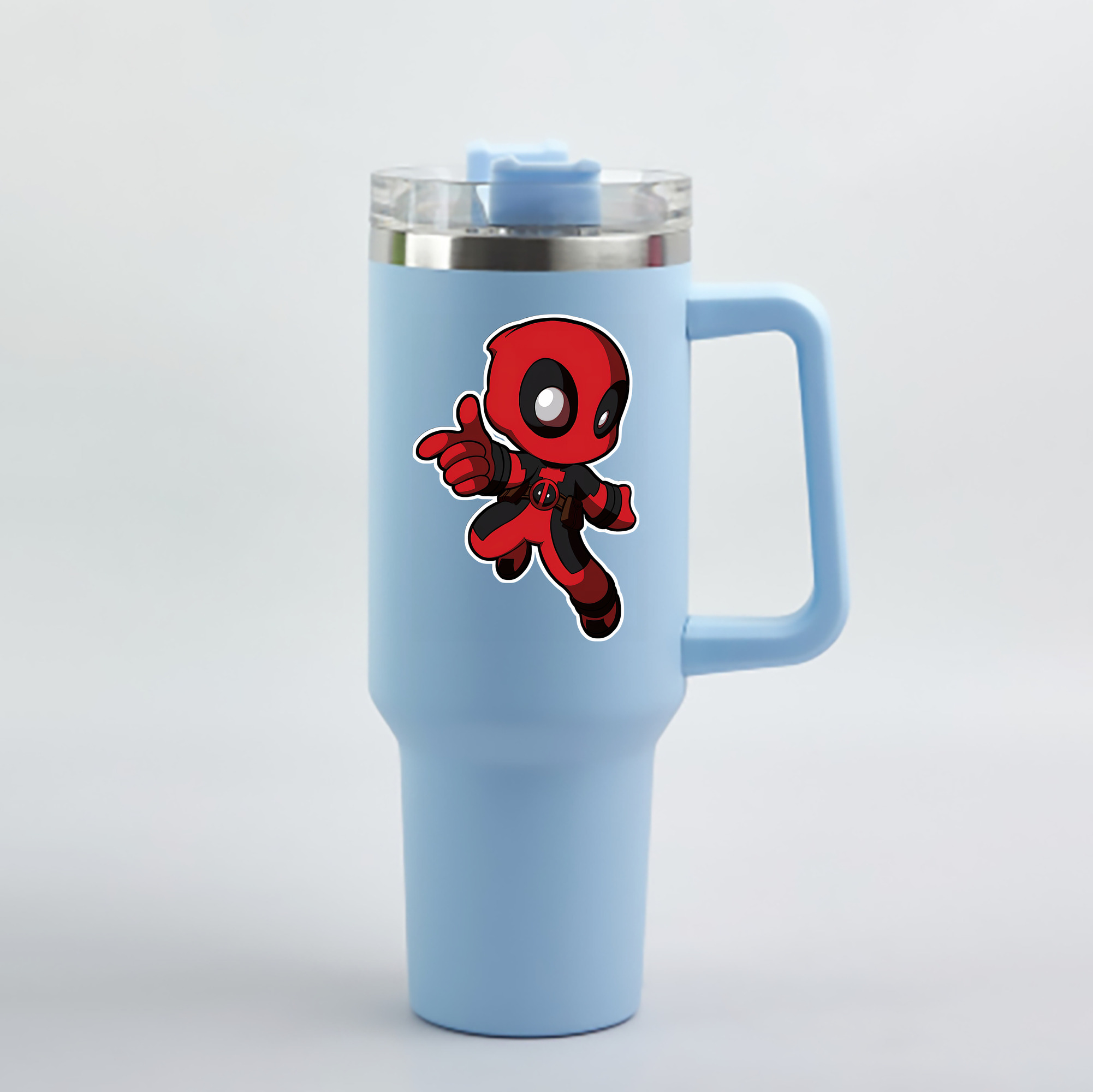 （画像用） Deadpool デッドプール 1200mL車用タンブラー - クリスタルステッカー（プラスチックストロー付き）
