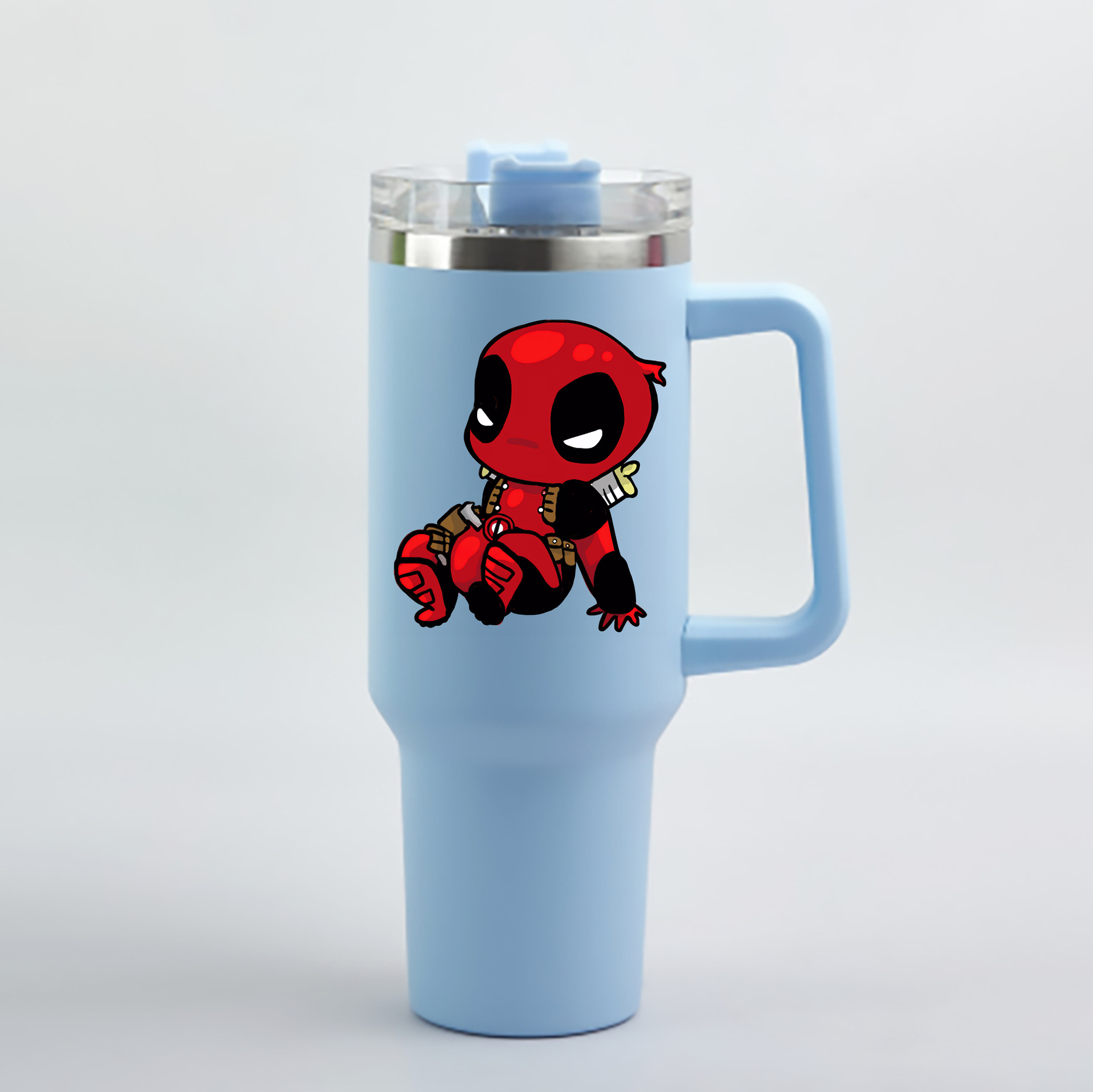 （画像用） Deadpool デッドプール 1200mL車用タンブラー - クリスタルステッカー（プラスチックストロー付き）