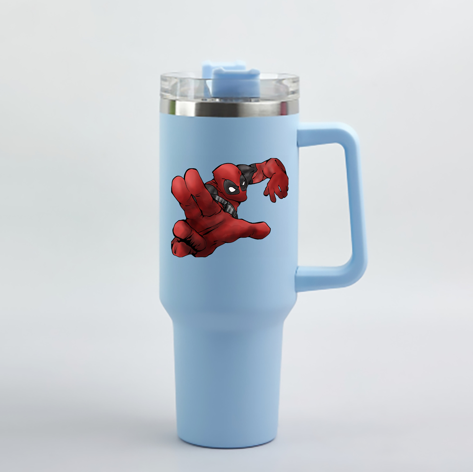 （画像用） Deadpool デッドプール 1200mL車用タンブラー - クリスタルステッカー（プラスチックストロー付き）
