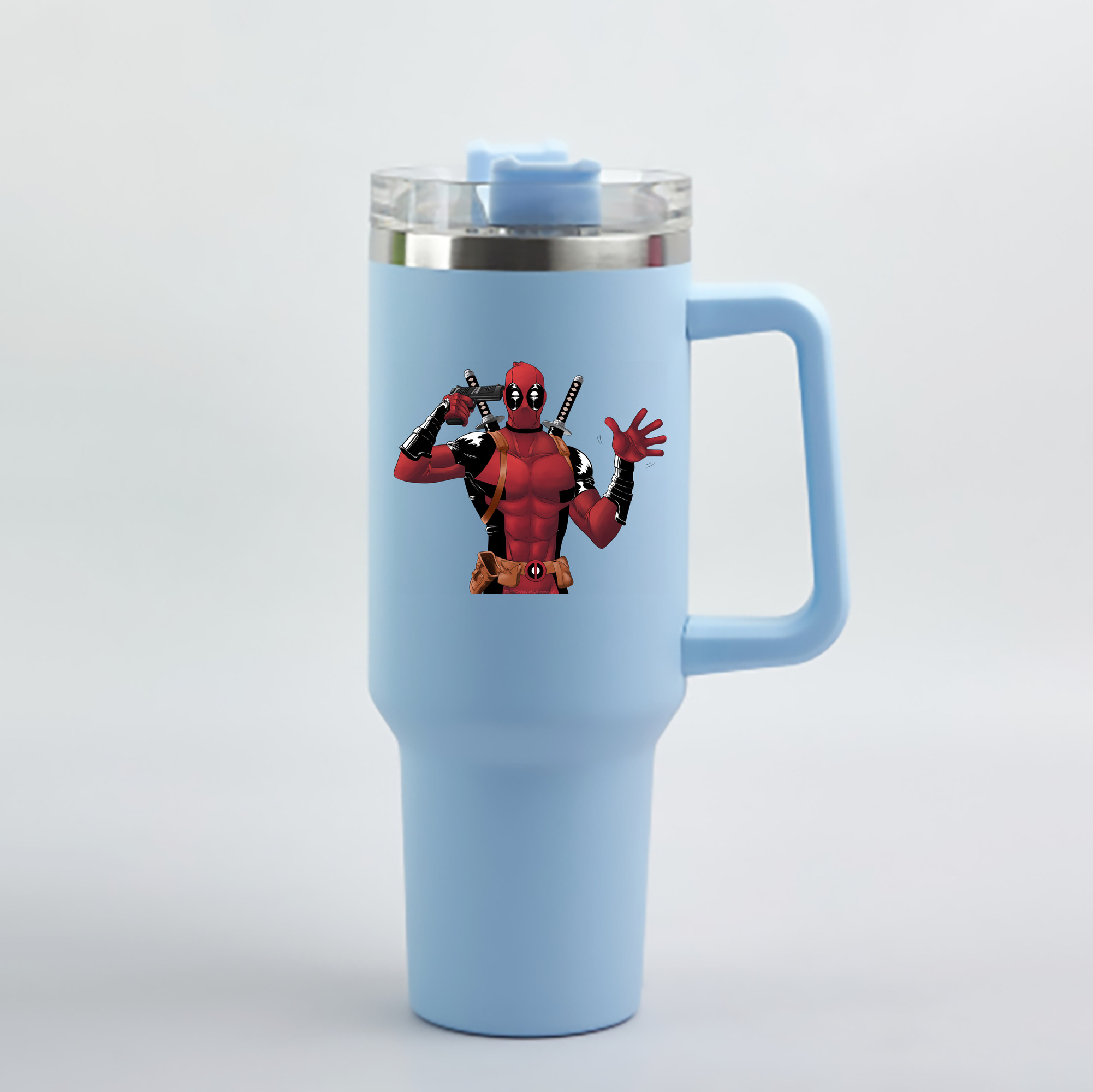 （画像用） Deadpool デッドプール 1200mL車用タンブラー - クリスタルステッカー（プラスチックストロー付き）