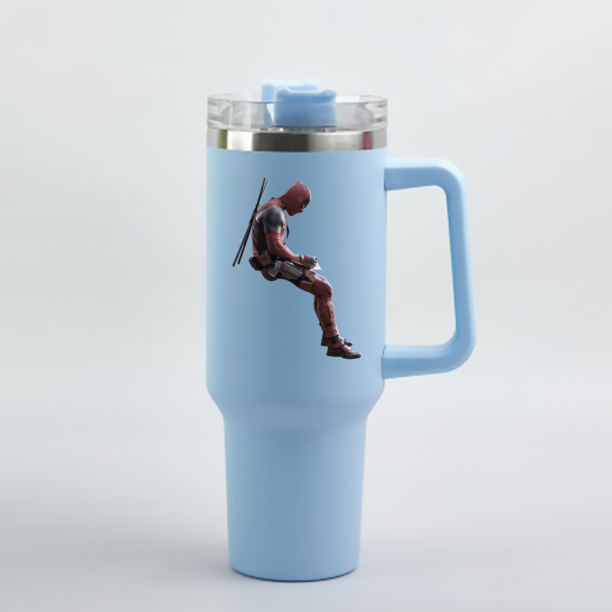 （画像用） Deadpool デッドプール 1200mL車用タンブラー - クリスタルステッカー（プラスチックストロー付き）