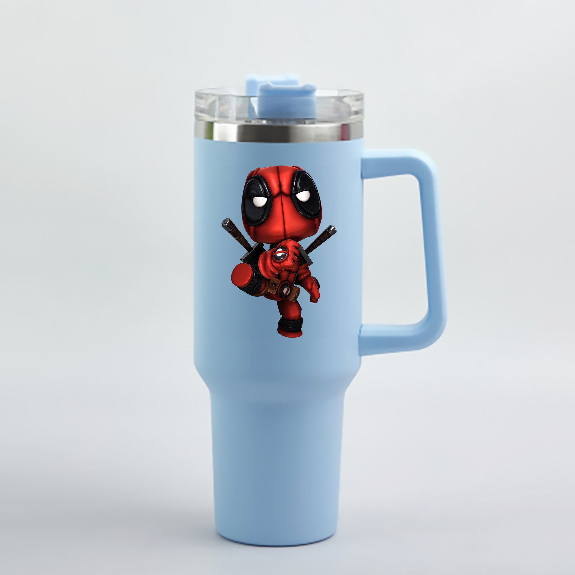 （画像用） Deadpool デッドプール 1200mL車用タンブラー - クリスタルステッカー（プラスチックストロー付き）