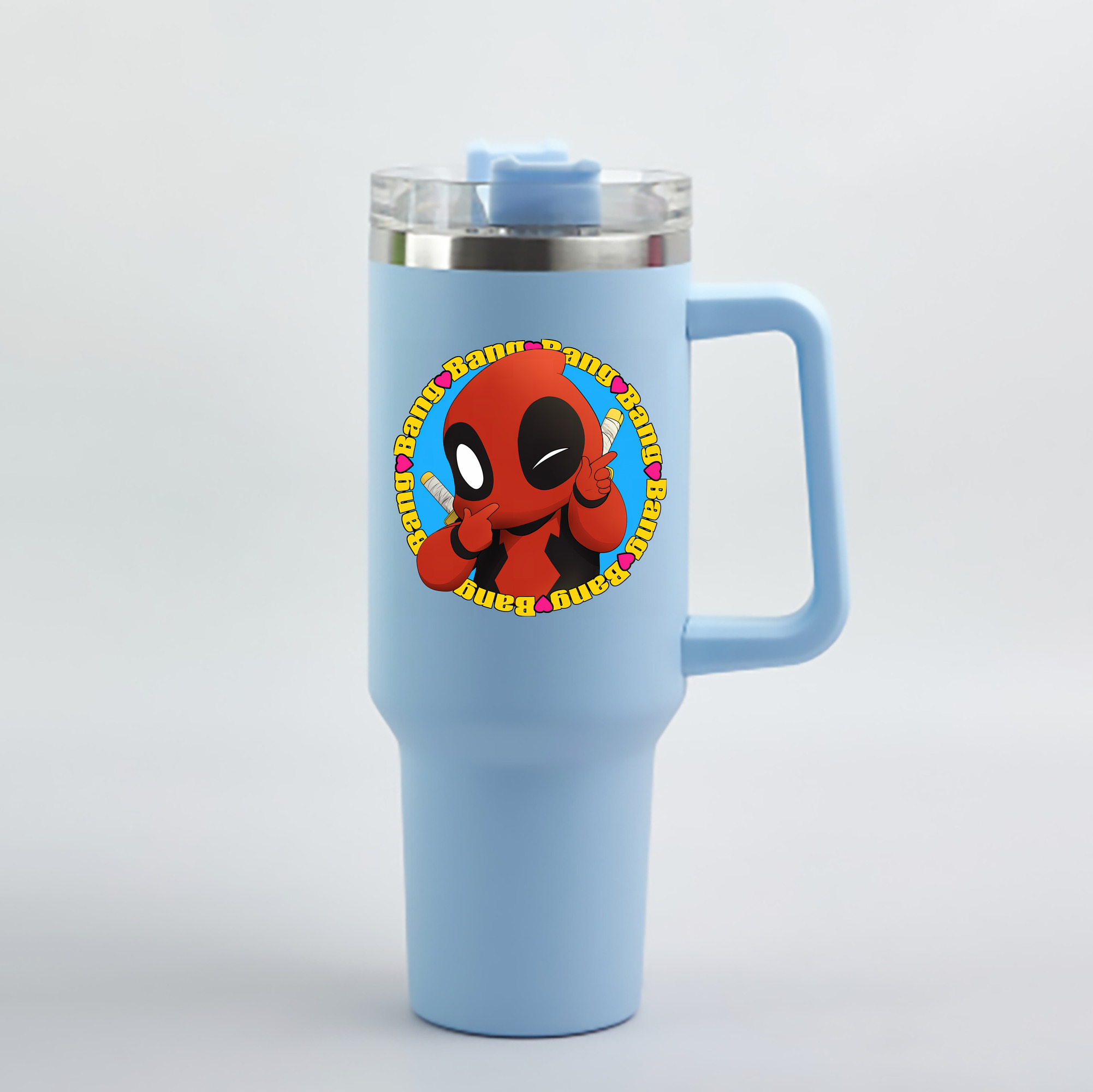（画像用） Deadpool デッドプール 1200mL車用タンブラー - クリスタルステッカー（プラスチックストロー付き）