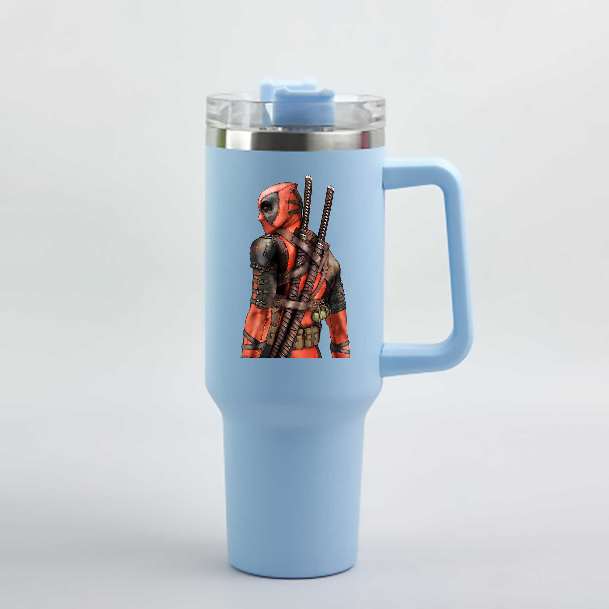 （画像用） Deadpool デッドプール 1200mL車用タンブラー - クリスタルステッカー（プラスチックストロー付き）
