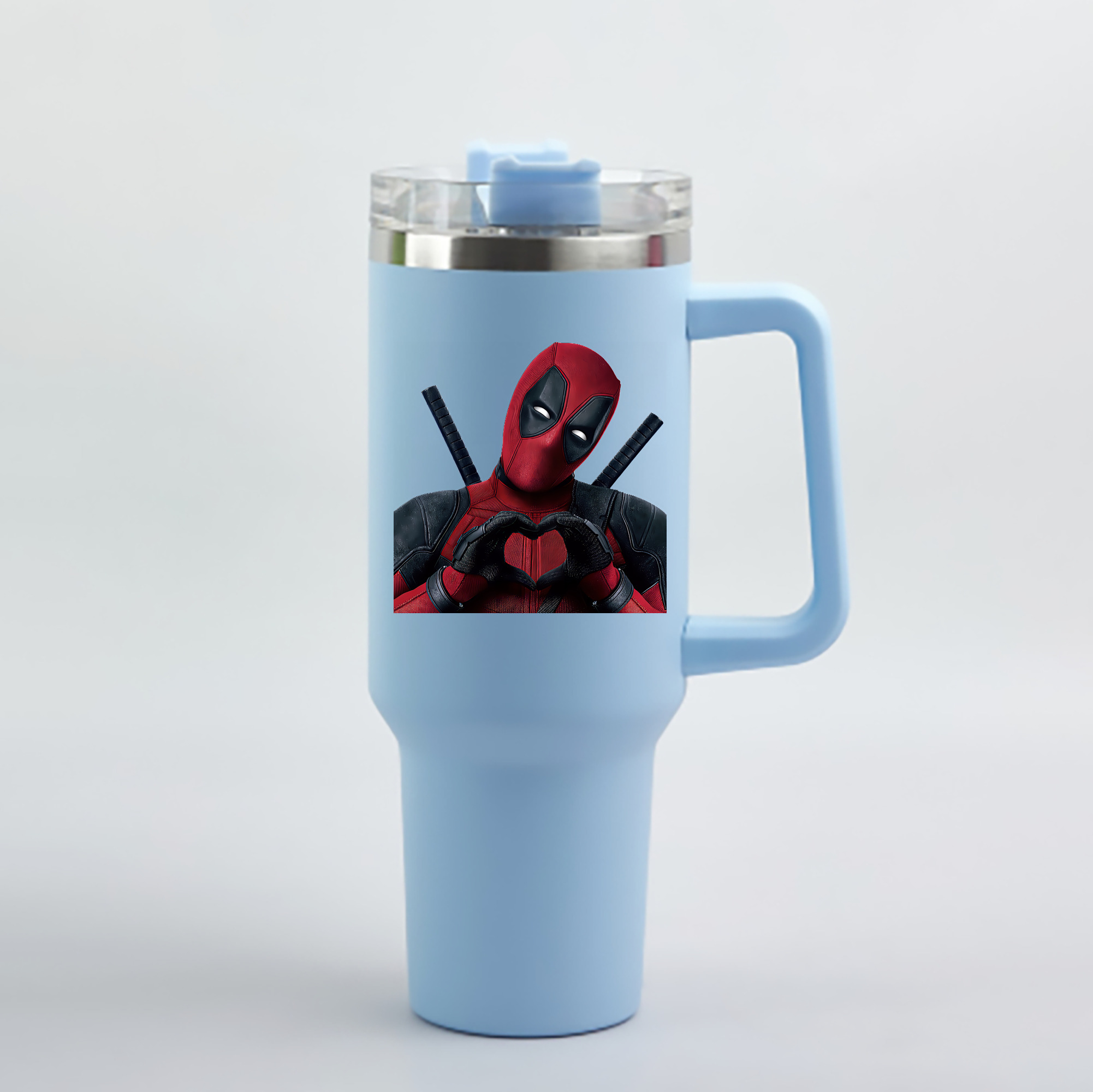 （画像用） Deadpool デッドプール 1200mL車用タンブラー - クリスタルステッカー（プラスチックストロー付き）