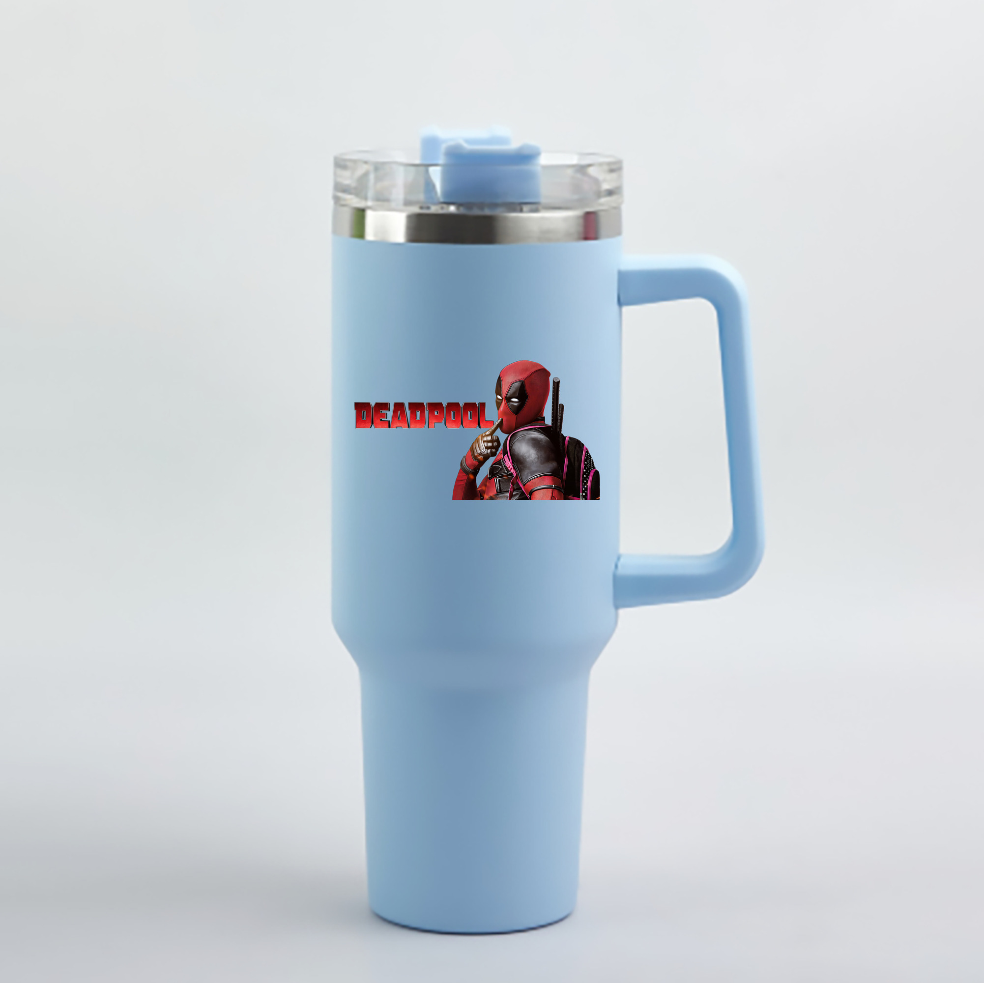 （画像用） Deadpool デッドプール 1200mL車用タンブラー - クリスタルステッカー（プラスチックストロー付き）
