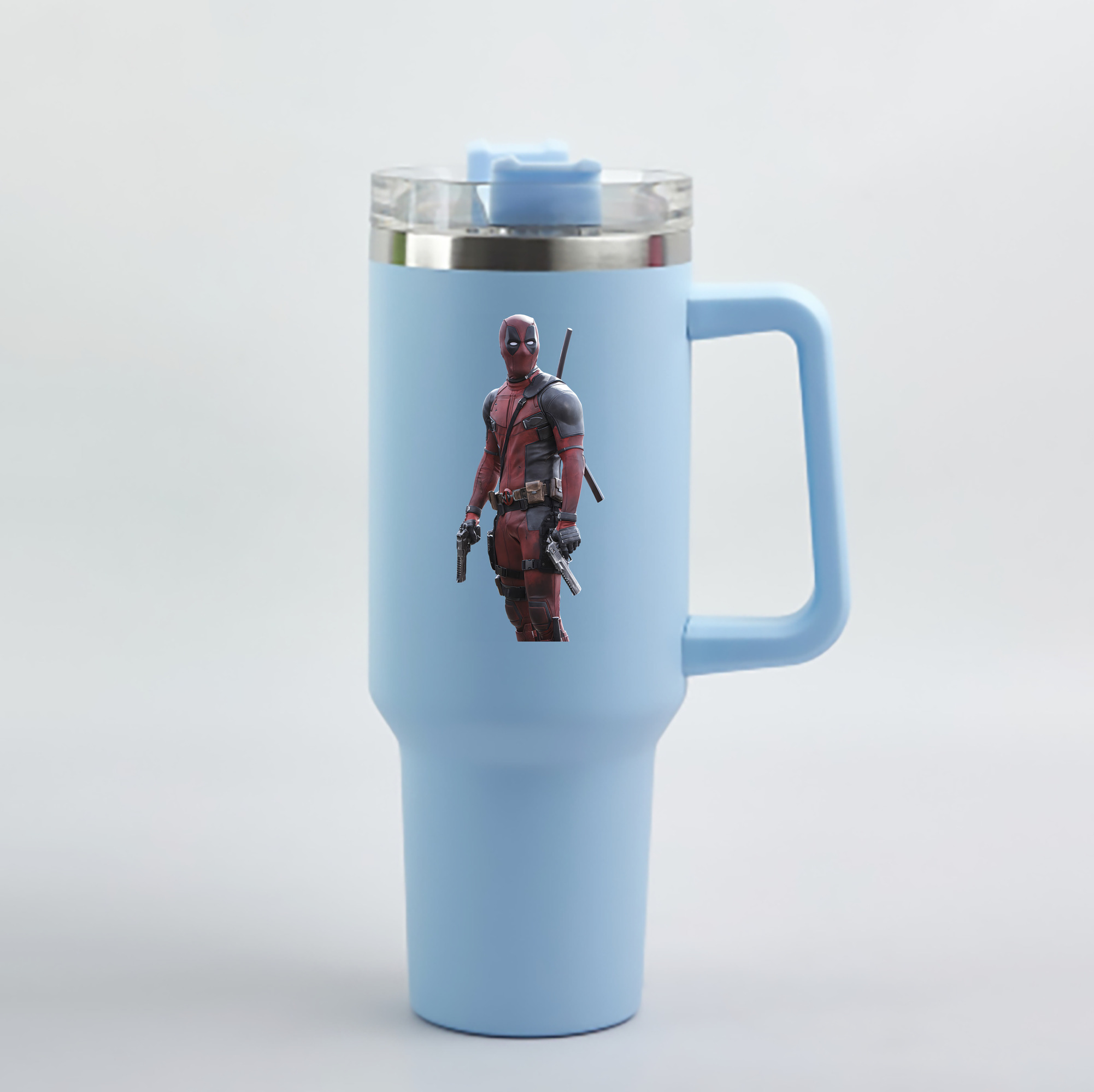 （画像用） Deadpool デッドプール 1200mL車用タンブラー - クリスタルステッカー（プラスチックストロー付き）