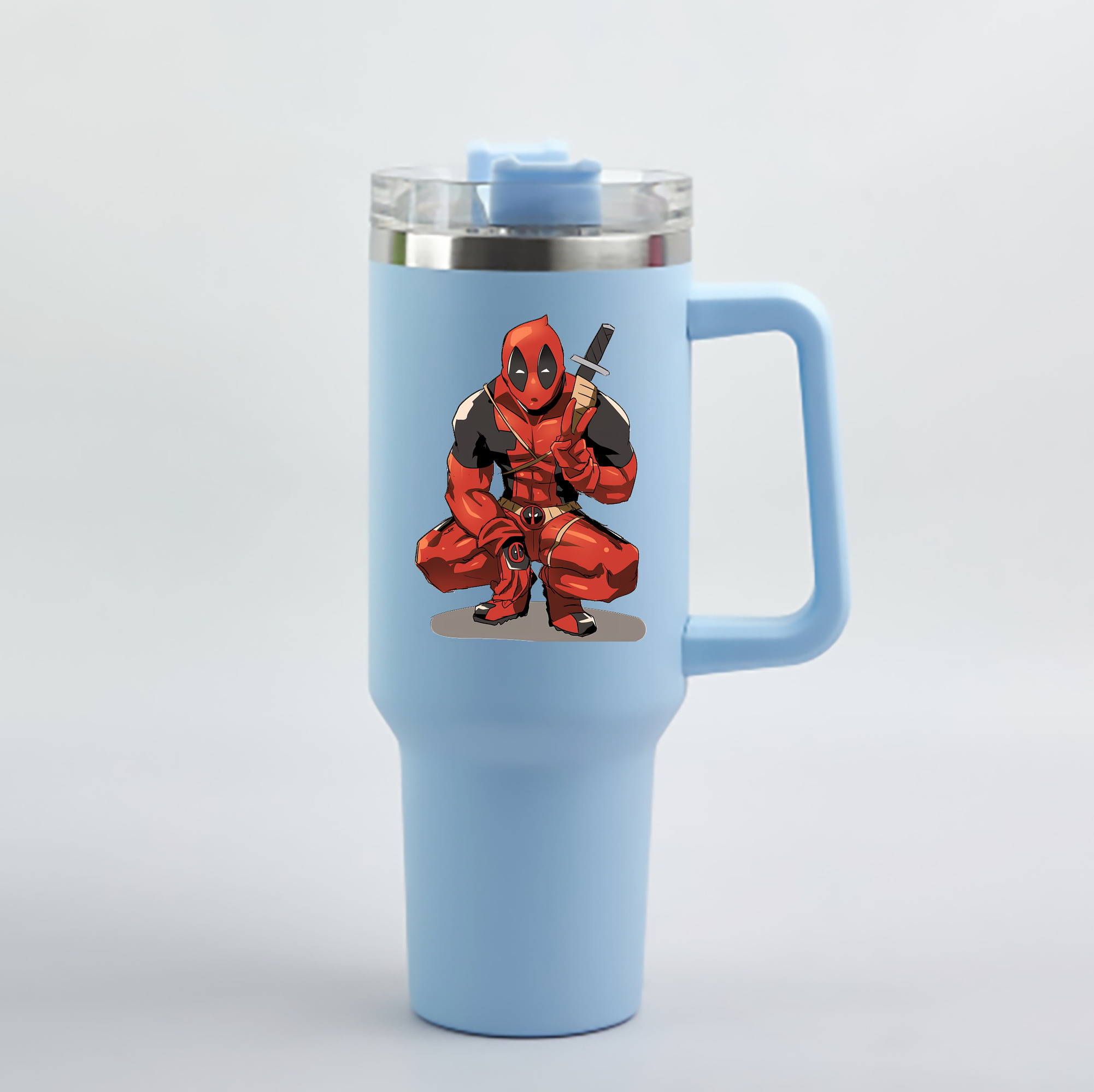（画像用） Deadpool デッドプール 1200mL車用タンブラー - クリスタルステッカー（プラスチックストロー付き）