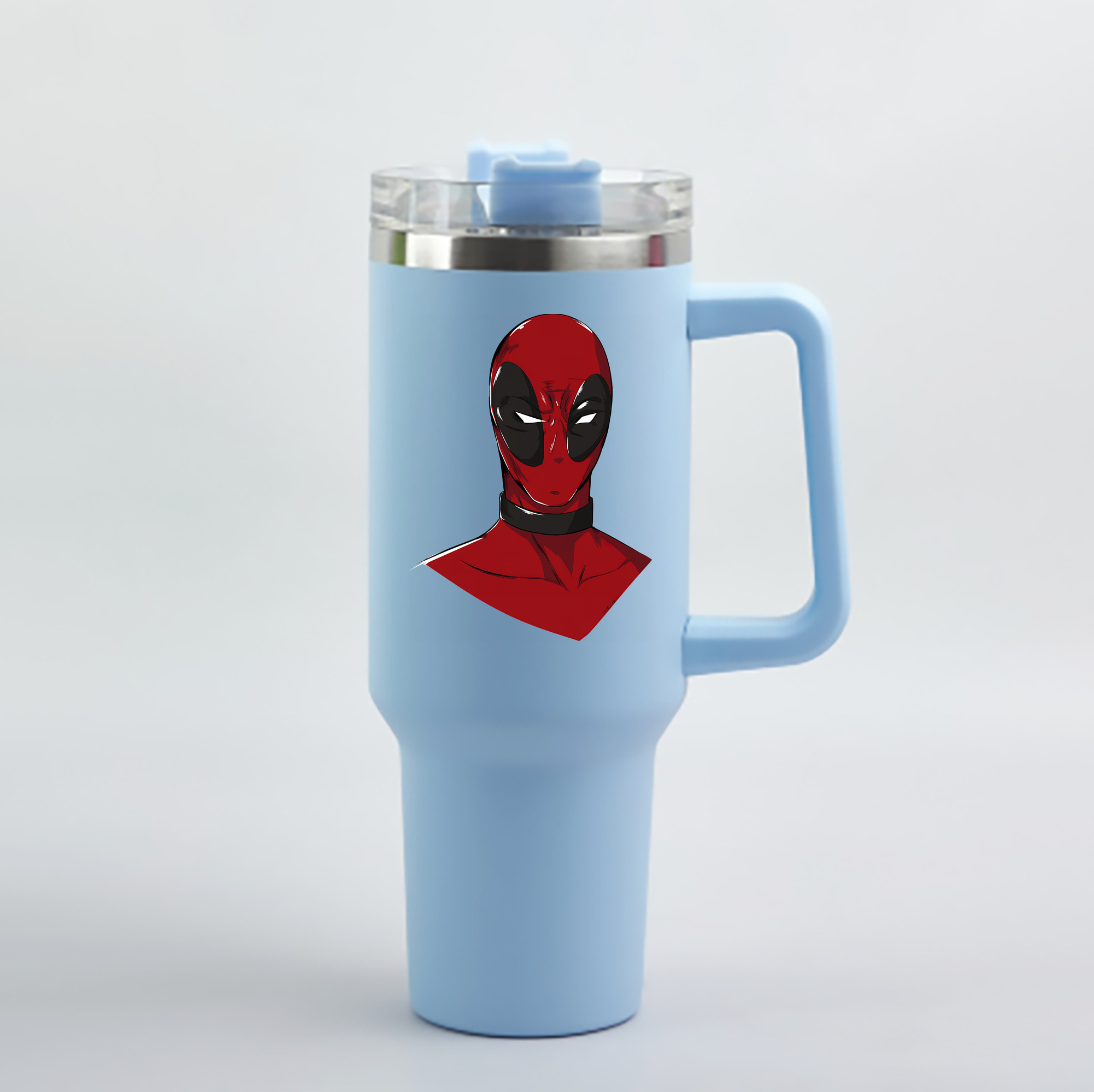 （画像用） Deadpool デッドプール 1200mL車用タンブラー - クリスタルステッカー（プラスチックストロー付き）