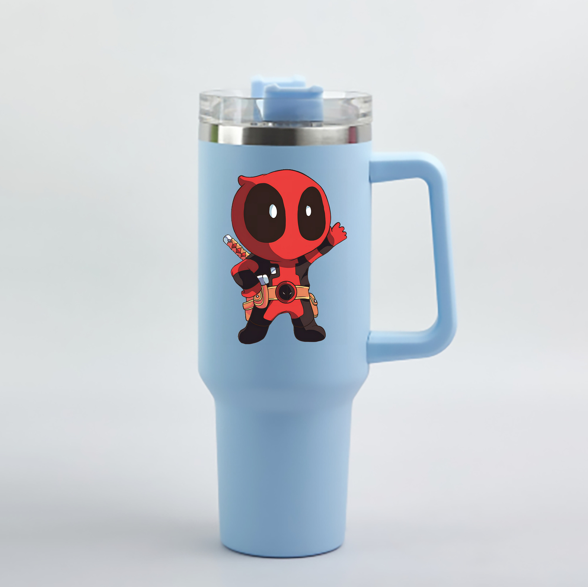 （画像用） Deadpool デッドプール 1200mL車用タンブラー - クリスタルステッカー（プラスチックストロー付き）